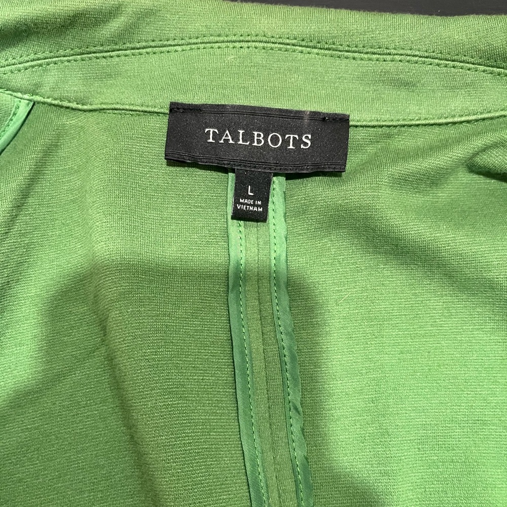 Talbots Green Knit Blazer Jacket Peplum Back Size L EUC - Picture 5 of 5